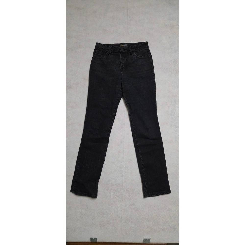 Lee Relaxed Fit Straight Leg High Rise Jeans Size 8 Black Denim
